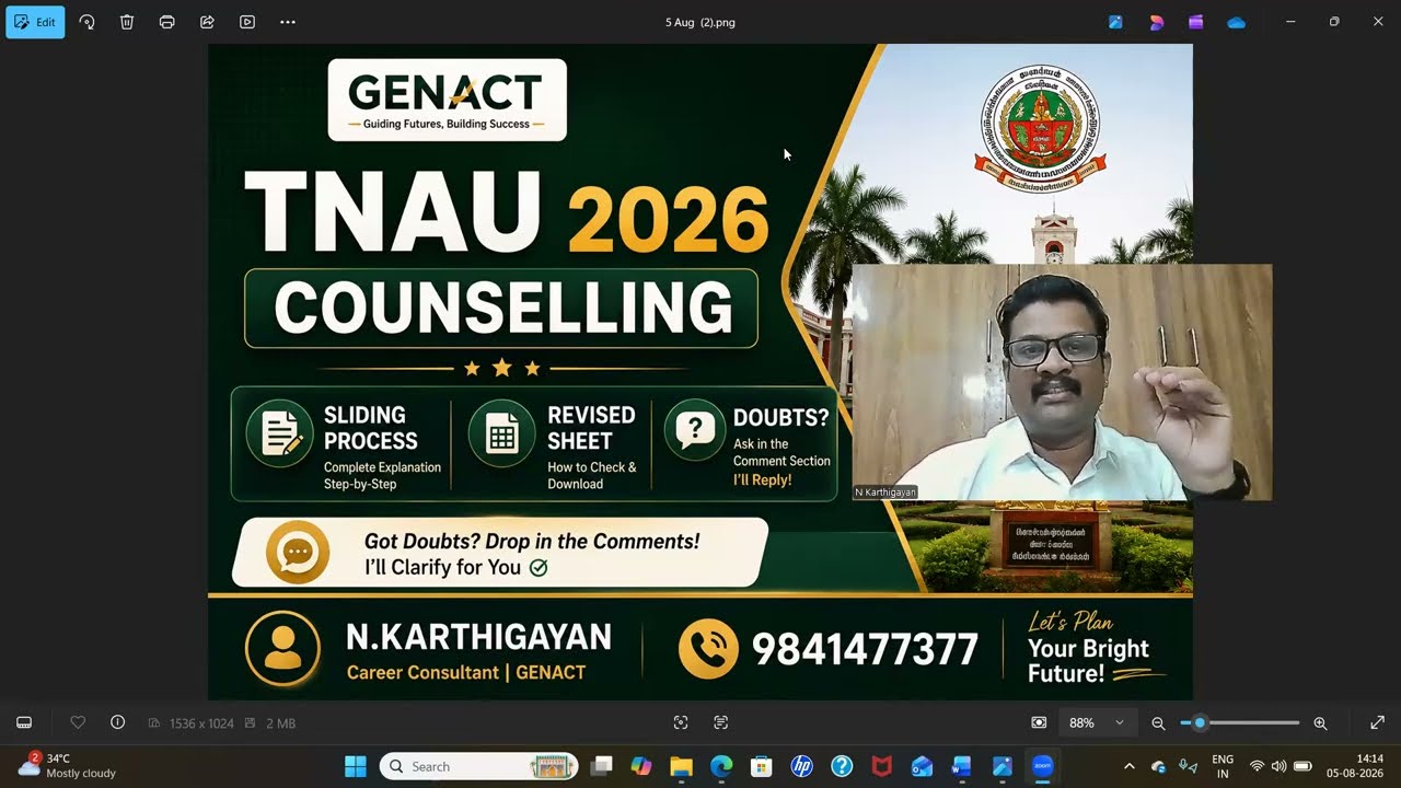 TNAU Counseling 2026 | Sliding Process Results Phase 2 Dates | Latest Official Update