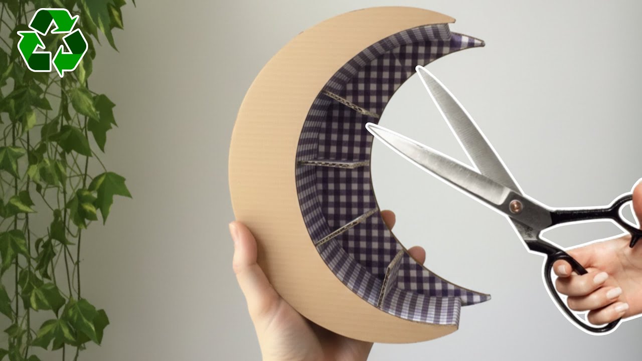 Creative Cardboard Crescent Moon Storage Organizer DIY Shelf for Desk Decor
