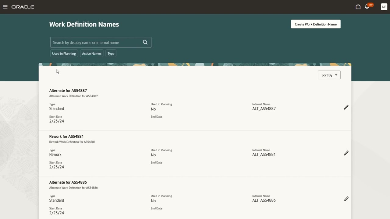 Search for, Create, and Edit Work Definition Names Using the Redwood User Experience