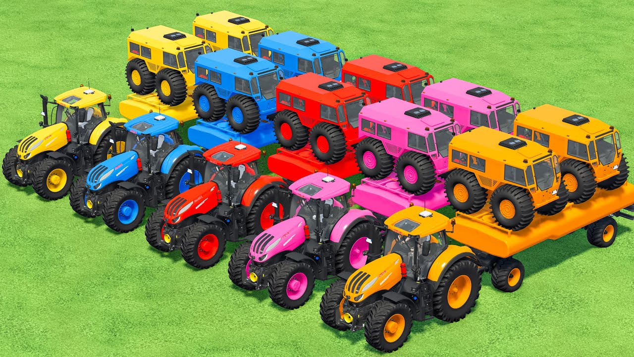 Transporting With Colors | Transporting Very Small Car Vs Steyr Tractor In Fs22|Farming Simulator 22