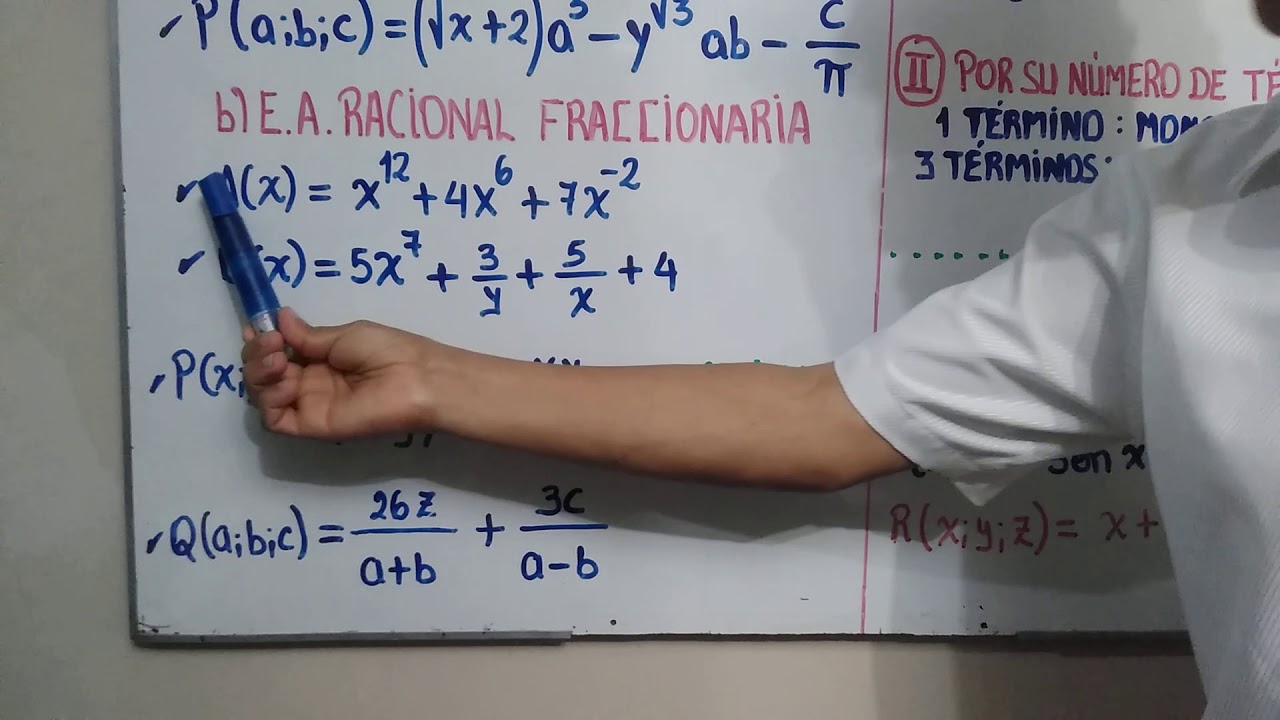 Clasificación de las Expresiones Algebraicas.