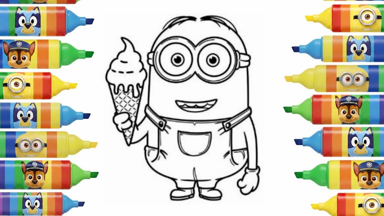 Minions Drawing and Coloring for Kids | Drawing Tutorial