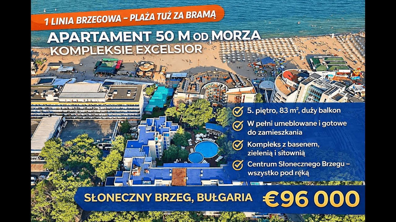 DWUPOKOJOWE MIESZKANIE W KOMPLEKSIE EXCELSIOR SŁONECZNY BRZEG