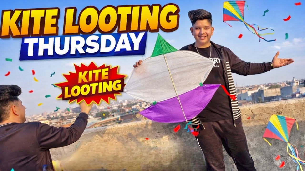 Kite looting Thursday aaj maine bahut saari patang loot li chhat per 😱🪁❤️