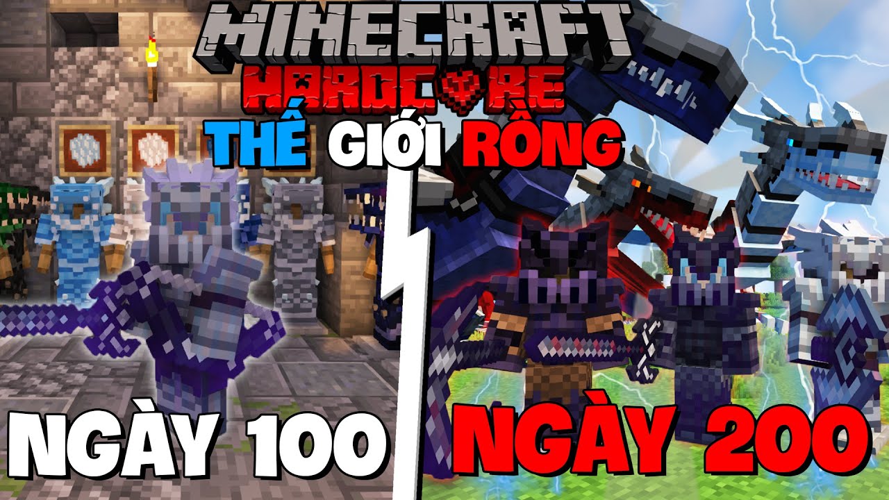 TINNT SINH TỒN 200 NG&Agrave;Y TRONG MINECRAFT THẾ GIỚI RỒNG SI&Ecirc;U KH&Oacute; !!