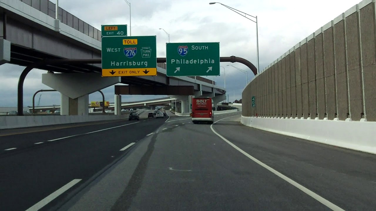 Pennsylvania Turnpike (Interstate 95 Exits 42 to 39) south/westbound