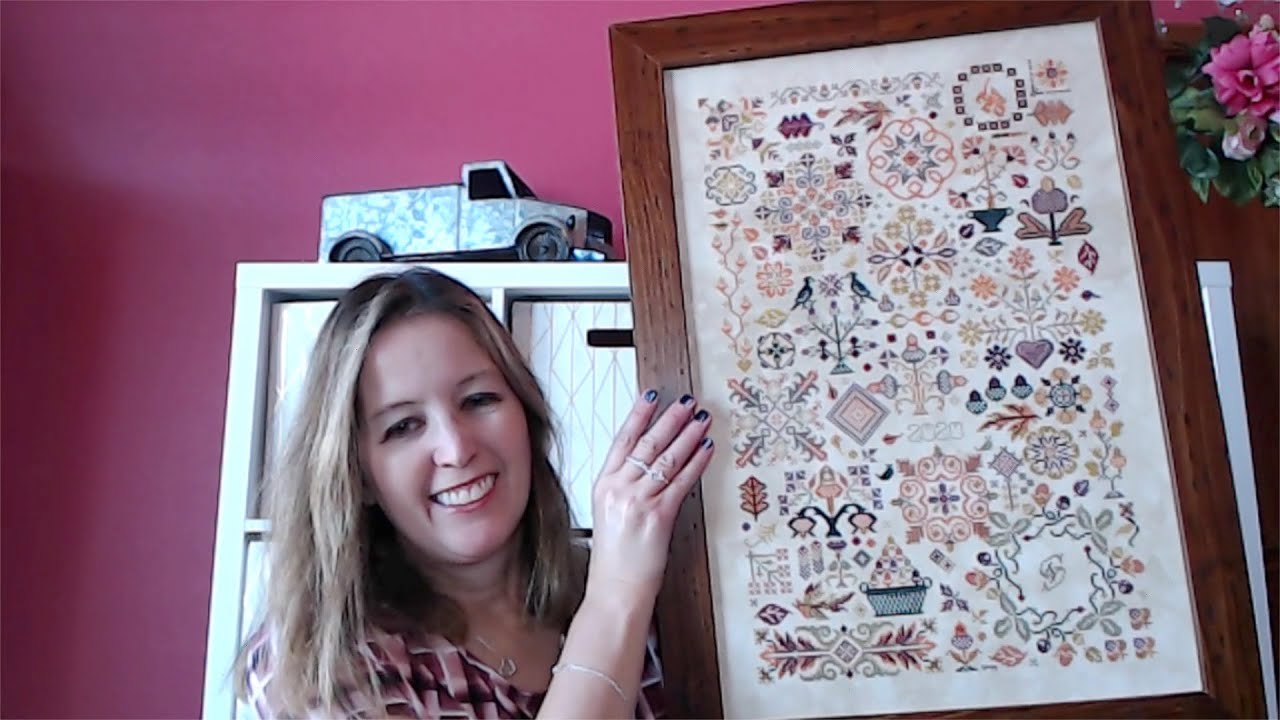 Flosstube #32 Autumn Quaker is framed!  Ink Circle finish!