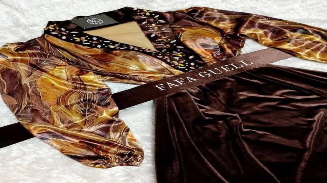 تفصيل غوب قطيفة بلونين مودال للعيد 🌹 جديد موديلات قنادر قطيفة للبيت والمناسبات 🌺