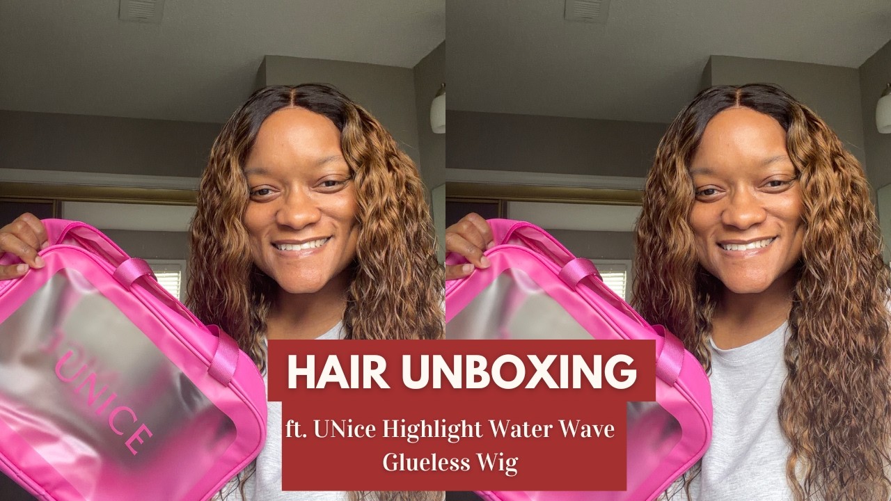 UNICE HAIR UNBOXING | 22' HIGHLIGHT WATER WAVE WIG | JAQUISHA LATISSE #gluelesswig #unicehair