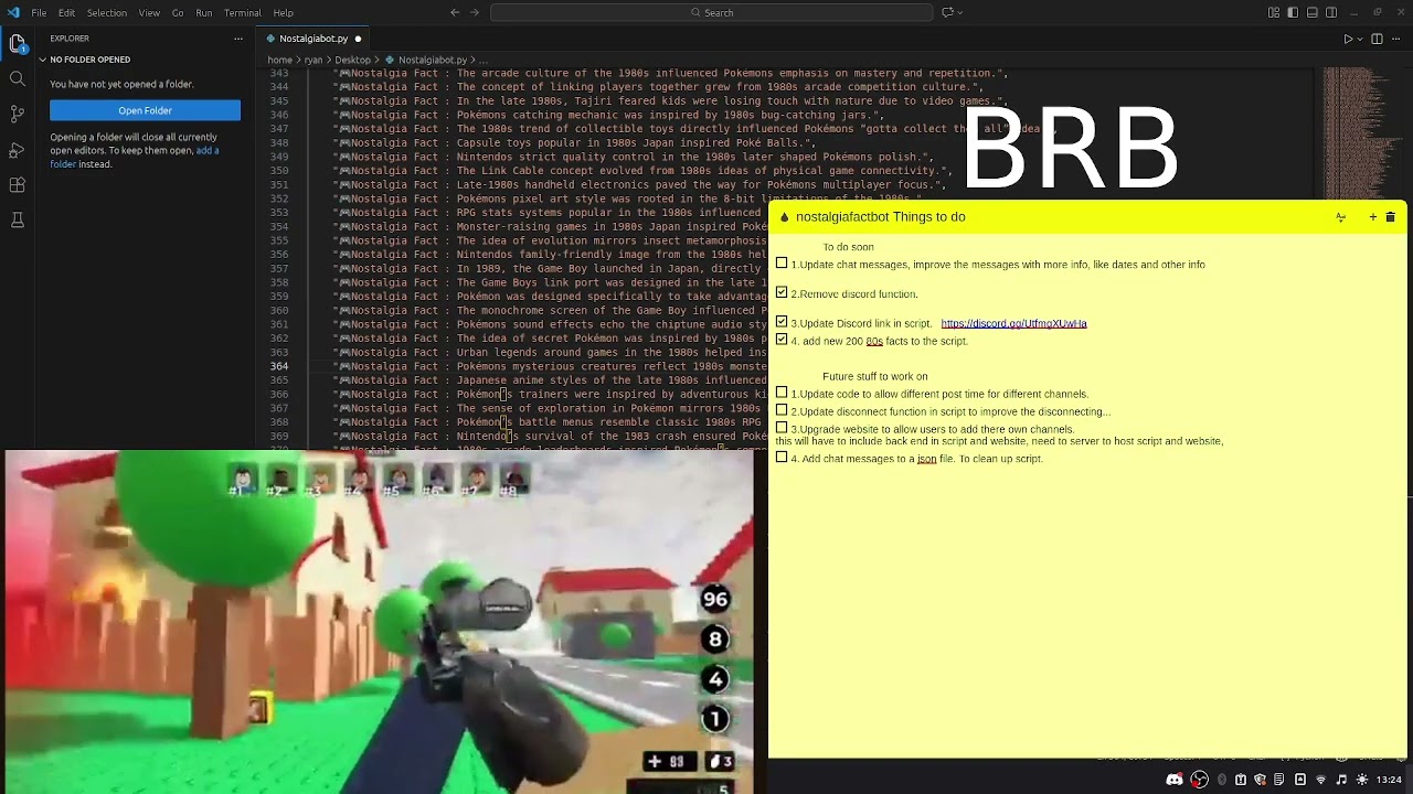 Dev stream -- Working on Nostalgia Fact bot -- Happy New Years -- This is a Psyops JOIN THE PSYOPS -