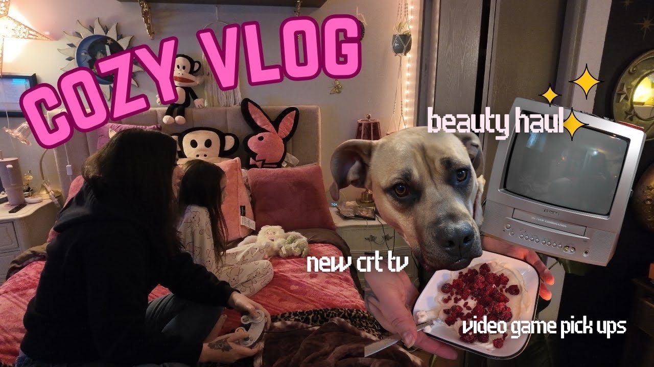 cozy vlog✨ video game pickups, my new CRT tvs & beauty haul