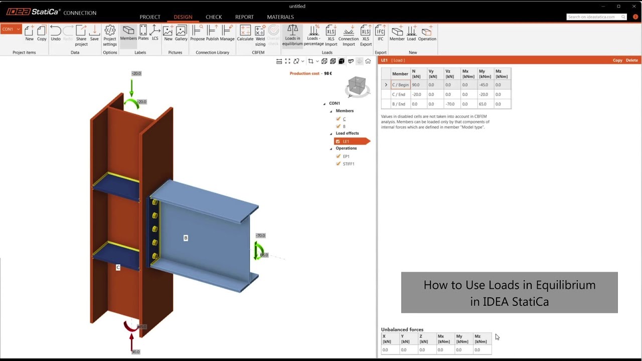 How to Use Loads in Equilibrium in IDEA StatiCa
