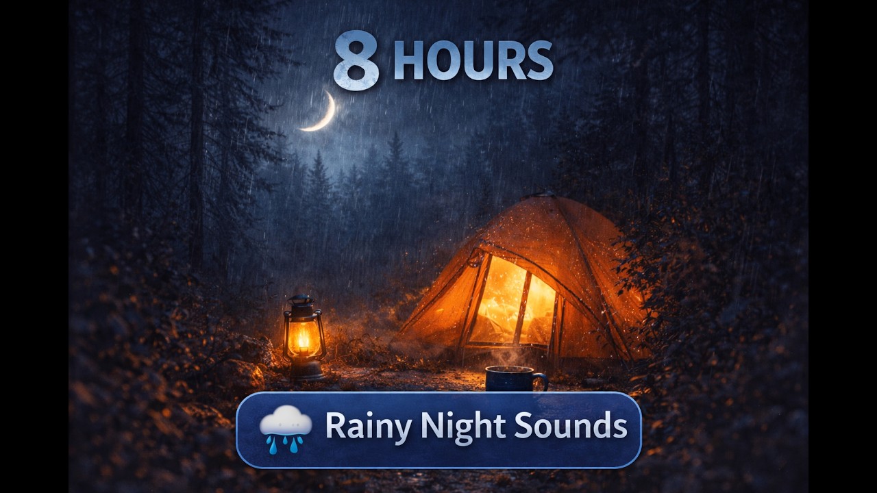 Moonlit Forest Rain for Sleep 🌙 8 Hours of Night Rain & Nature Sounds