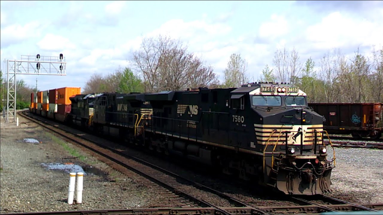 4/23/23; NS 7580 leads an intermodal through Marion, OH