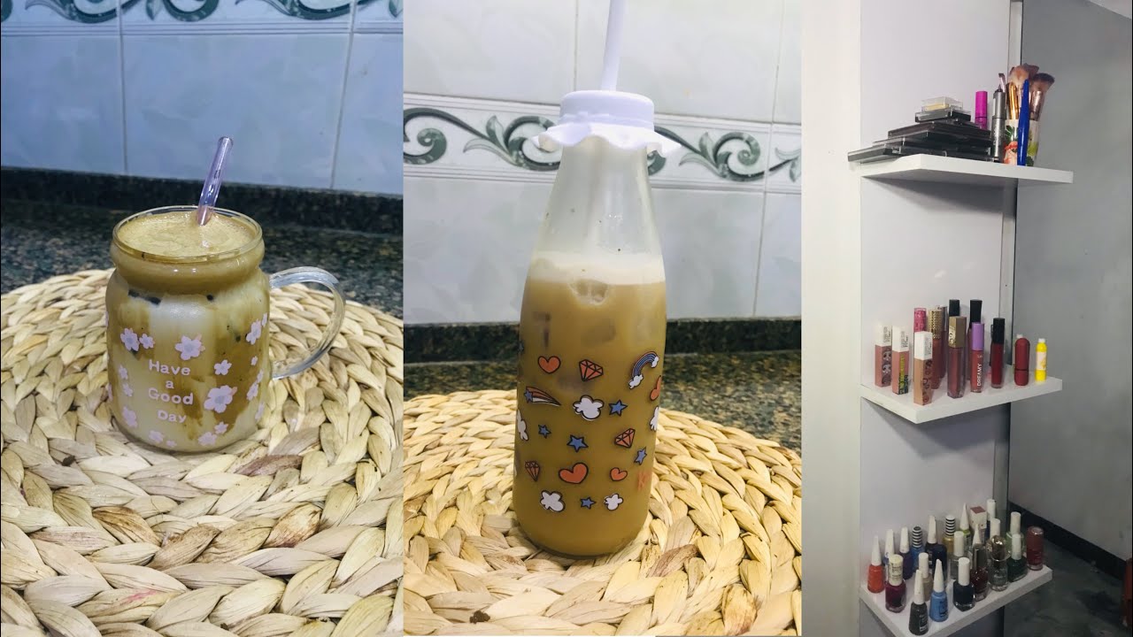 القهوه المثلجه ع طريقتي | ترتيب ميز مكياجي | Iced coffees