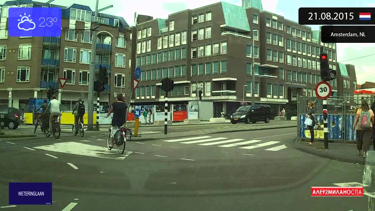 Driving through Amsterdam (Netherlands) from Oud-Zuid to Centrum 21.08.2015 Timelapse x4