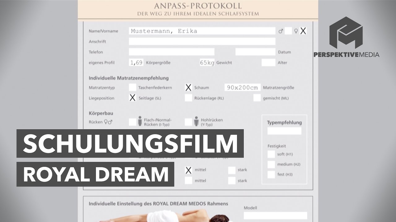 Royal Dream - Maßarbeit Anpass-System - Schulungsfilm