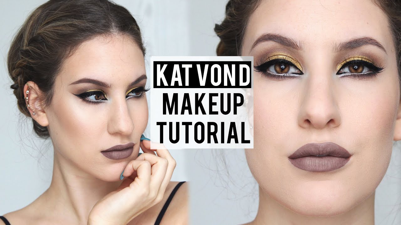 One Brand Makeup Tutorial: KAT VON D | Graphic Eyeliner + Gold Lids | JamiePaigeBeauty