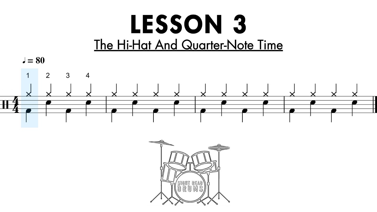 Lesson 3: The Hi-Hat And Quarter-Note Time | 50 Drum Lessons For Beginners