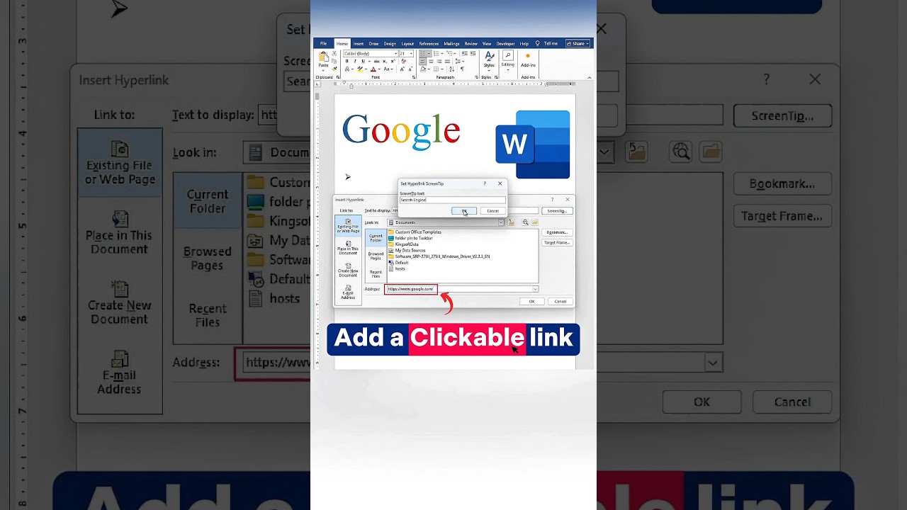Add a Clickable Link in MS Word | Hyperlink in MS Word.