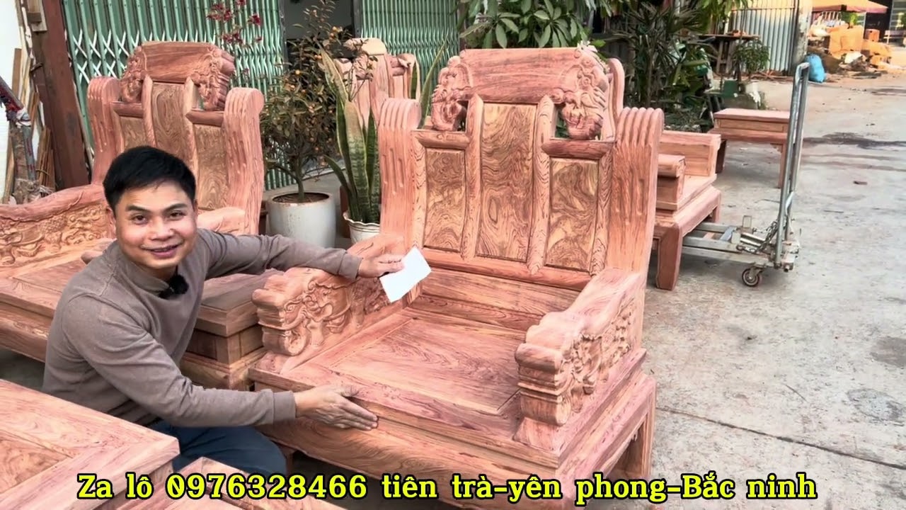 Bộ ghế Âu Á trương voi liền/ cột liền khách Hà Nội đặt theo yêu cầu 