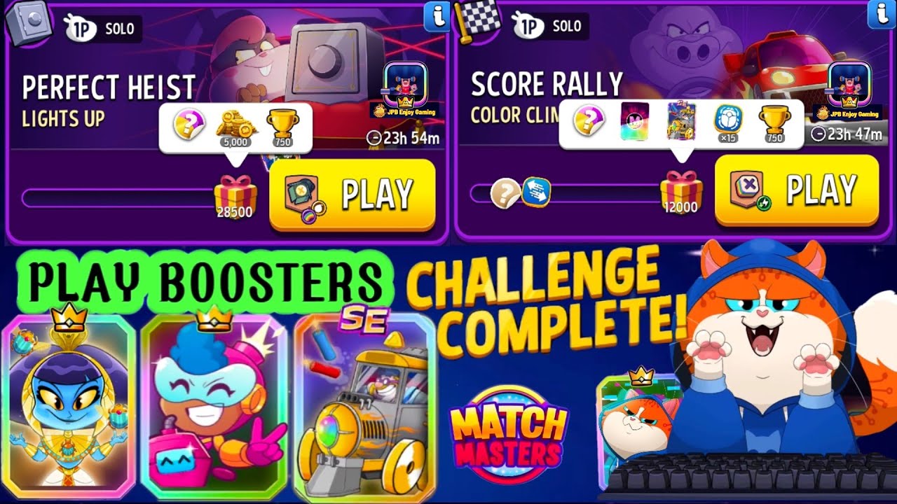 2 Solo/ Lights Up+Rainbow Solo Challenge Perfect Heist 28500 Score/ Color Climb Score Rally 12000