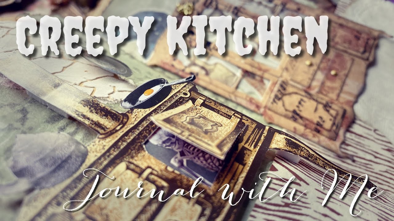 Creepy Kitchen 🍳🔪 Aesthetic Journal With Me | Spooky Mansion Series | Scrapbooking Ideas
