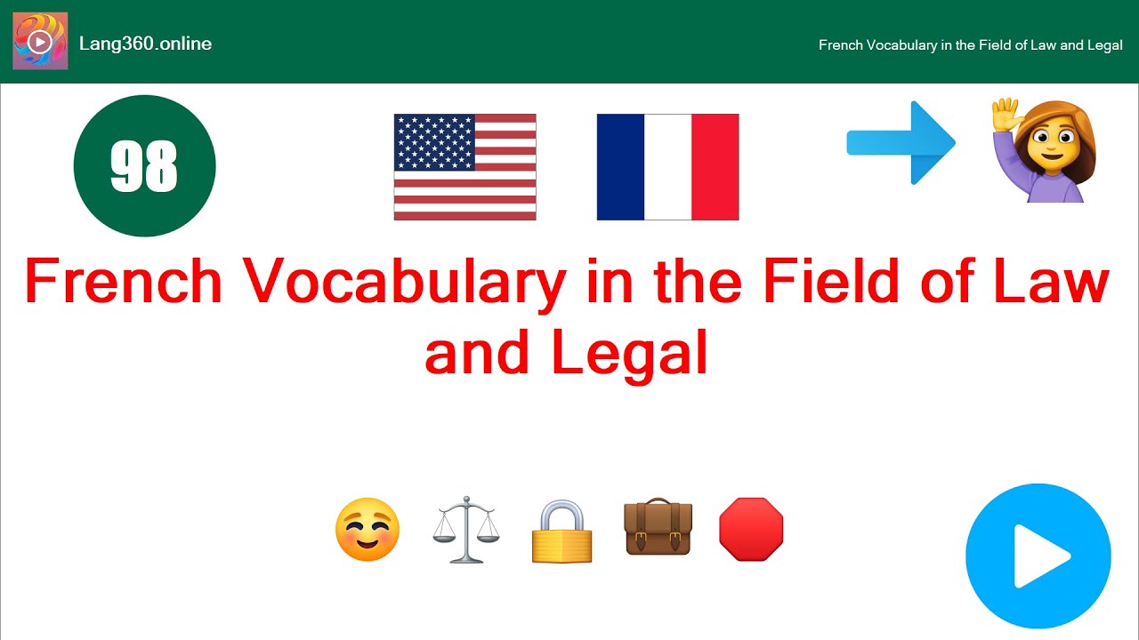 Lesson 38: French Vocabulary in the Field of Law and Legal (Lang360)