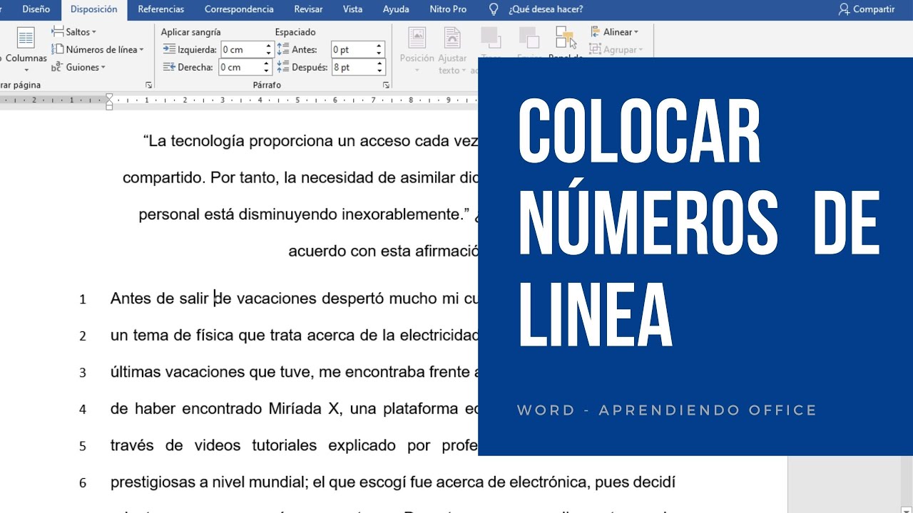 Colocar números de línea en Word 😉 | Aprendiendo Office