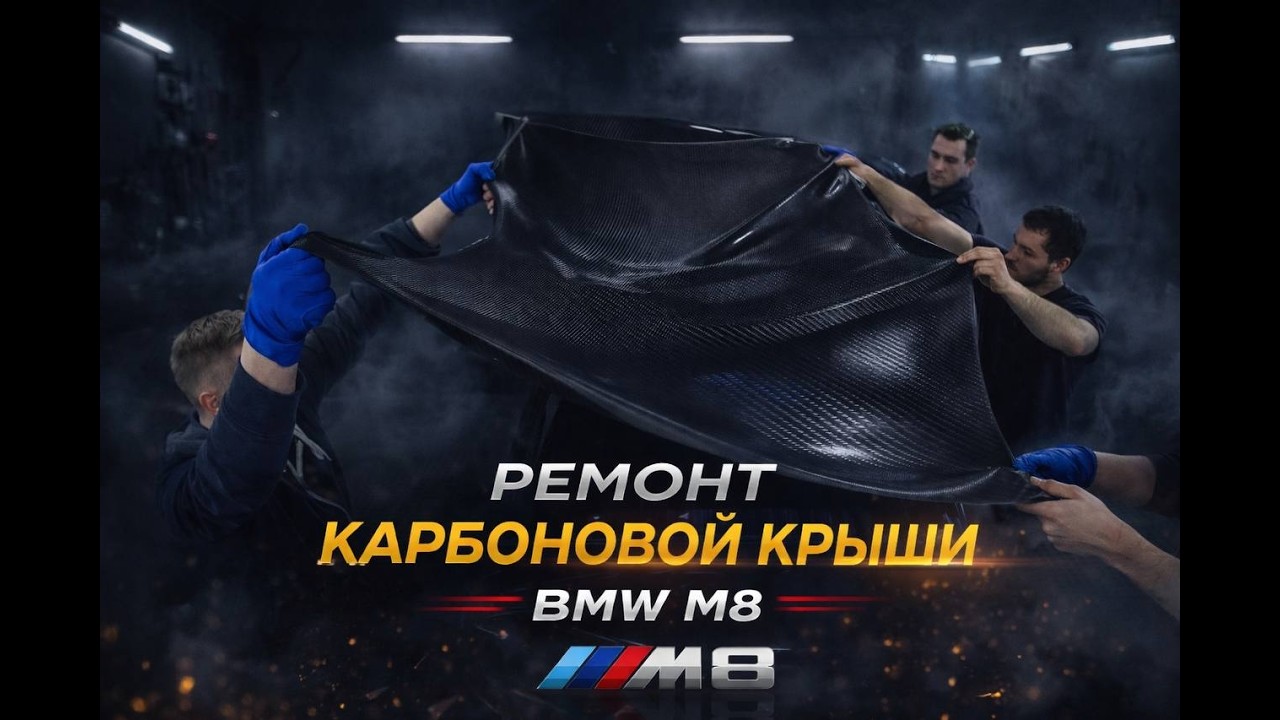 Ремонт карбоновой крыши BMW M8.