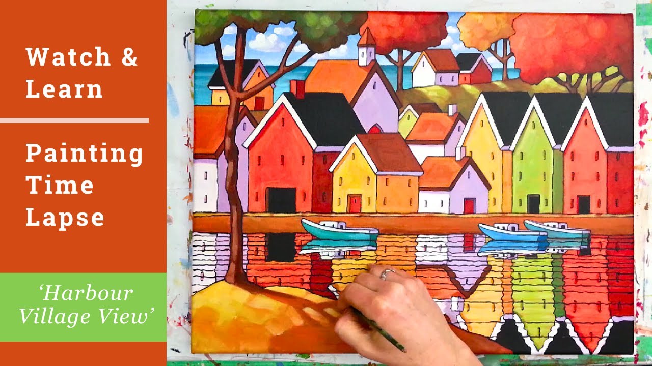 How I Painted This Village Reflection Scene, Step by Step!