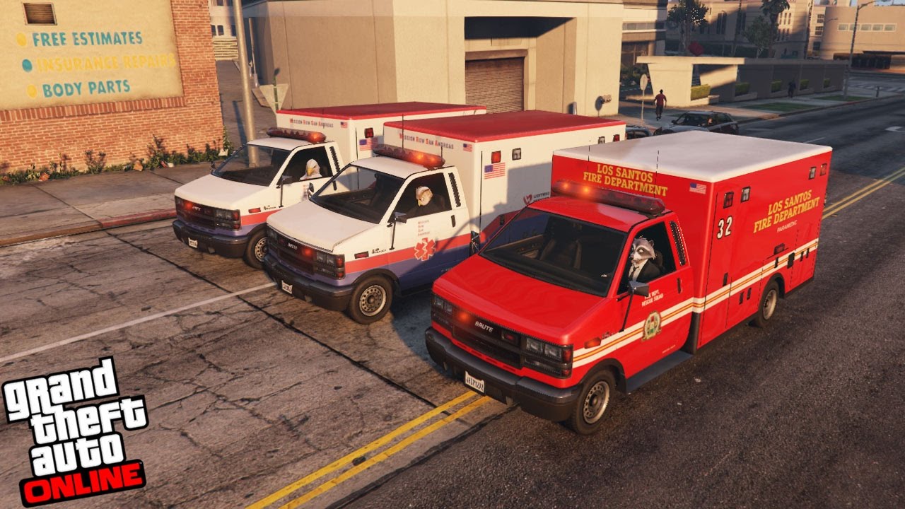 GTA V - Online - RACHA COM AMBULÂNCIAS! E MATA MATINHA HAHA!