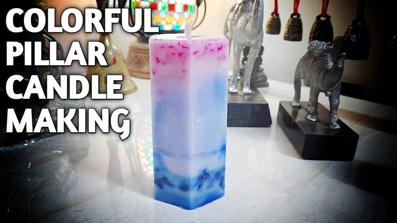 EASY CANDLE MAKING | CANDLE MAKING FOR BEGINNERS | COLORFUL PILLAR CANDLE