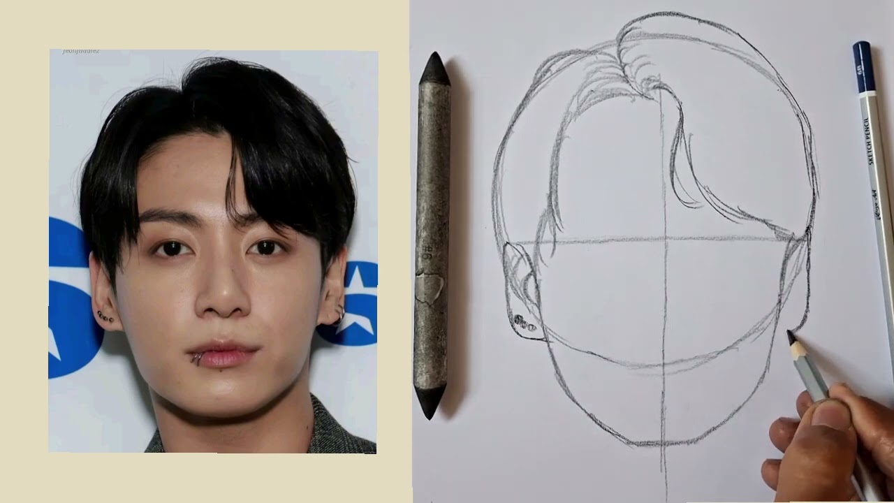 Jungkook outline drawing BTS