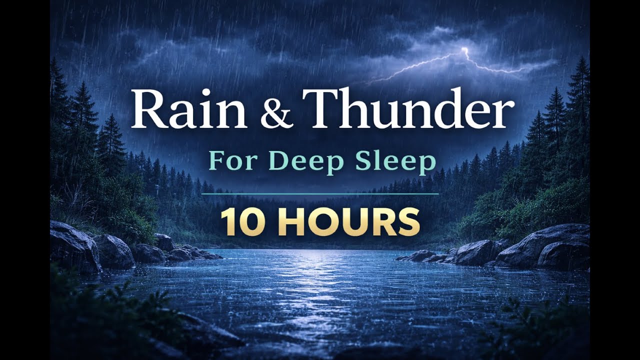 Soft Rain and Thunder for sleeping | Black Screen | 10 Hours