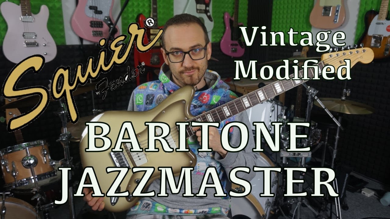 Squier Vintage Modified BARITONE JAZZMASTER Antiqua - wyjątkowa gitara - test i recenzja (ENG SUB)