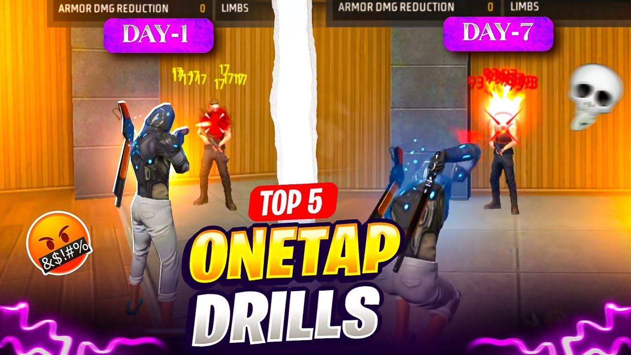 Practice These Top 5 OneTap Drills For Amazing Headshots 🎯 ~ Free Fire Telugu 🔥