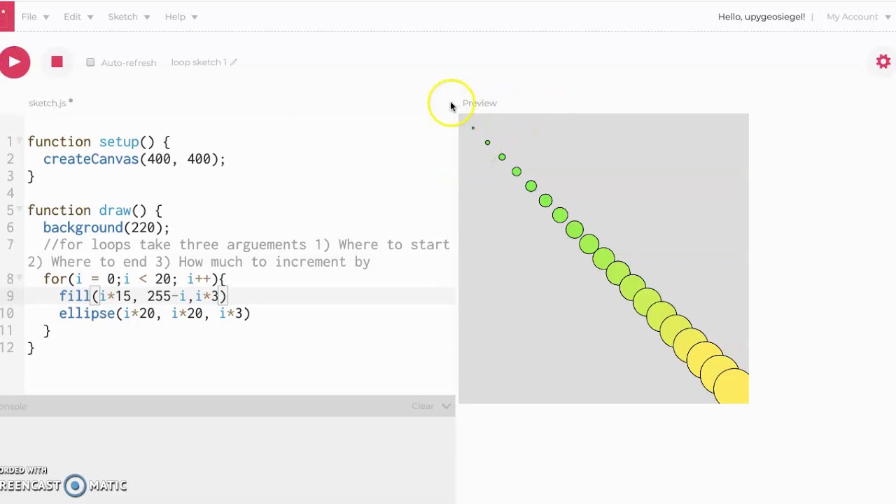 For Loops in p5.js