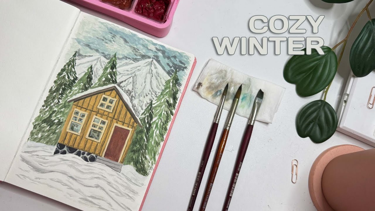 Easy Gouache Painting Idea for Winter - Art Vlog