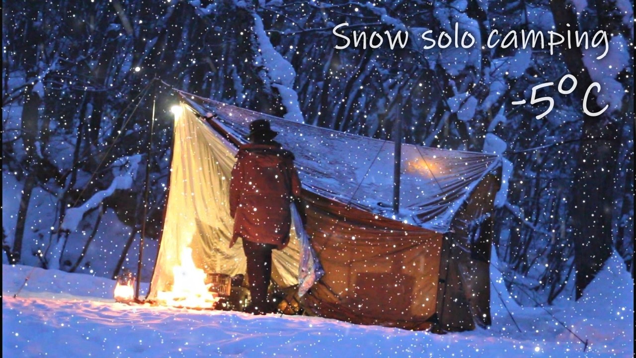 降り続く雪の夜、火のそばで。| Mt.SUMI薪ストーブで過ごす雪中ソロキャンプ【薪ストーブ】ASMR