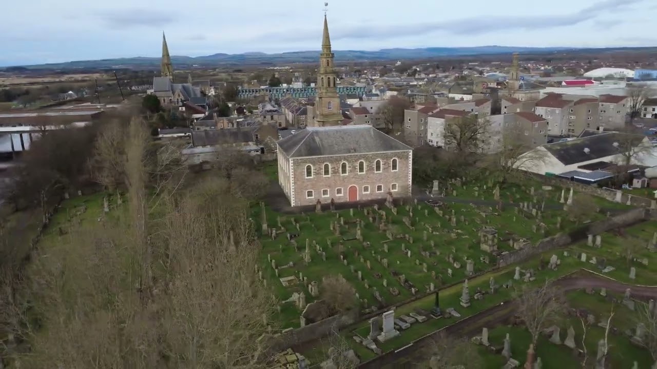 Irvine Town house and Old Parish Church with a crash at the end