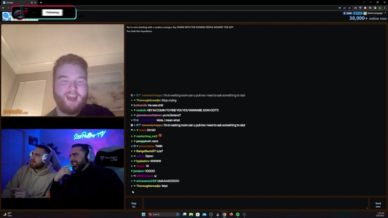 LosPollosTV and Dad talk to viewers on Omegle