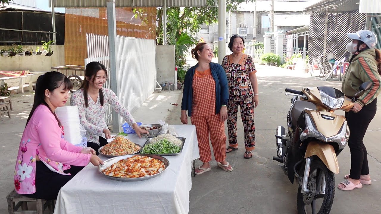 Sáng Sớm Làm Mâm Bánh Đúc Mặn Tôm Thịt bán cho Bà Con Ăn Sáng | HQ #1217