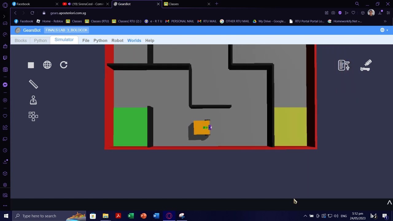GEARSBOT MOBILE ROBOT (MAZE CHALLENGE USING SENSORS: ULTRASONIC, COLOR, AND GYRO)