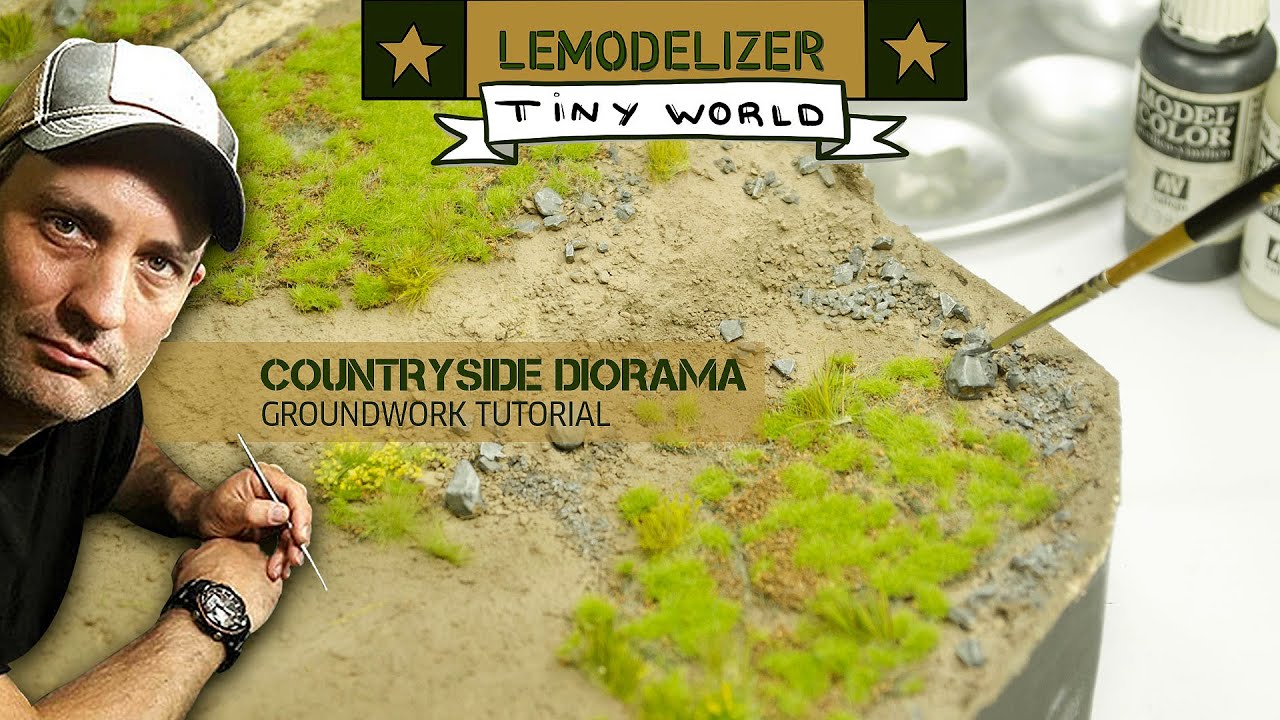 COUNTRYSIDE DIORAMA GROUNDWORK TUTORIAL WITH ENGLISH SUBTITLES.