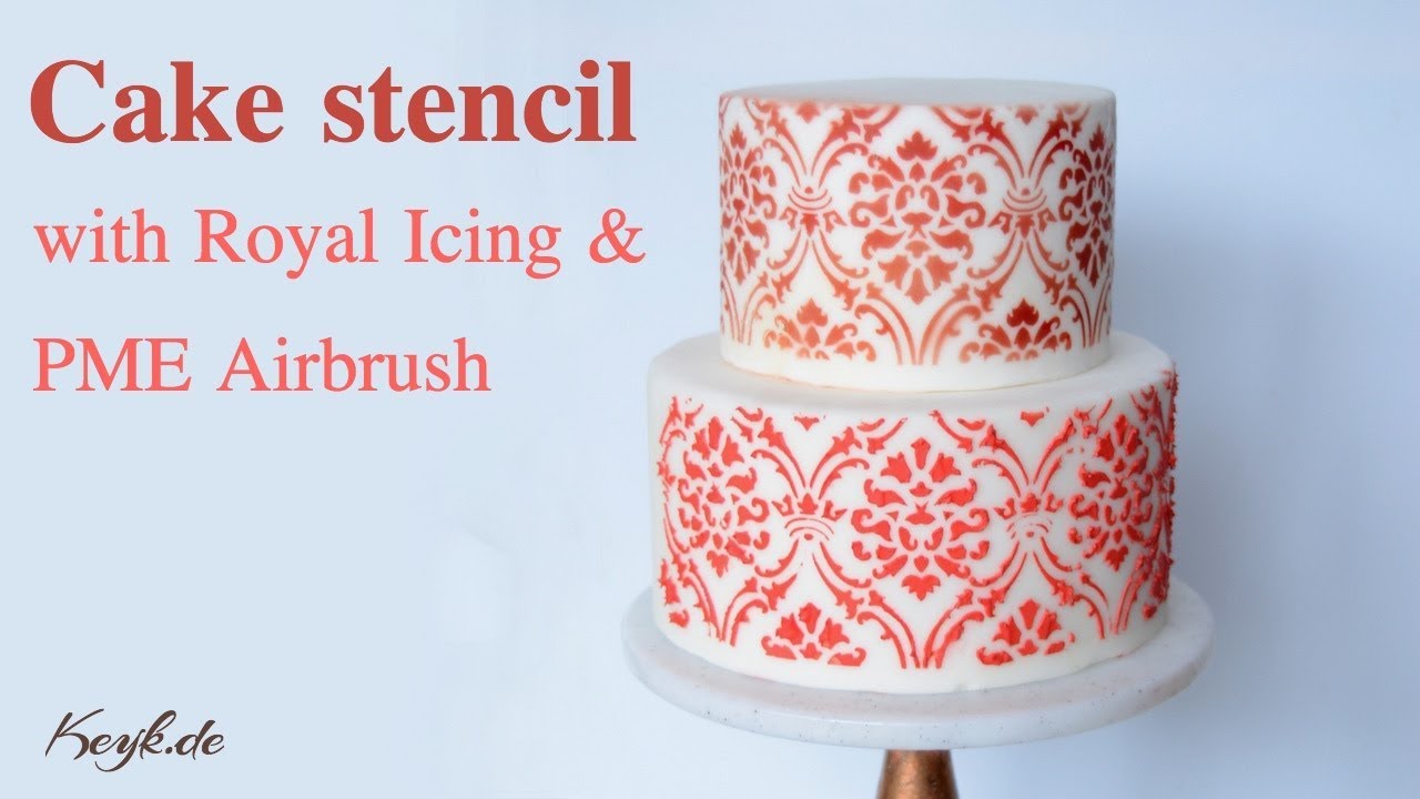 Using a cake stencil with royal icing and PME Airbrush System plus Review