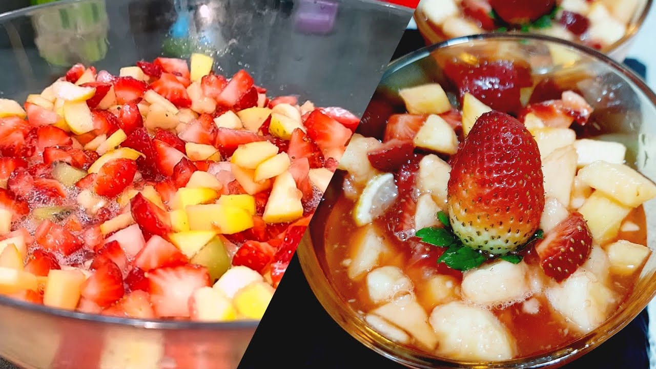 سلطة الفواكه لي تشهرت بيها فالدار قوة فالبنة😍كامل النساء راح اسقسوك على الوصفة بنتها متتشبعش جربوها 