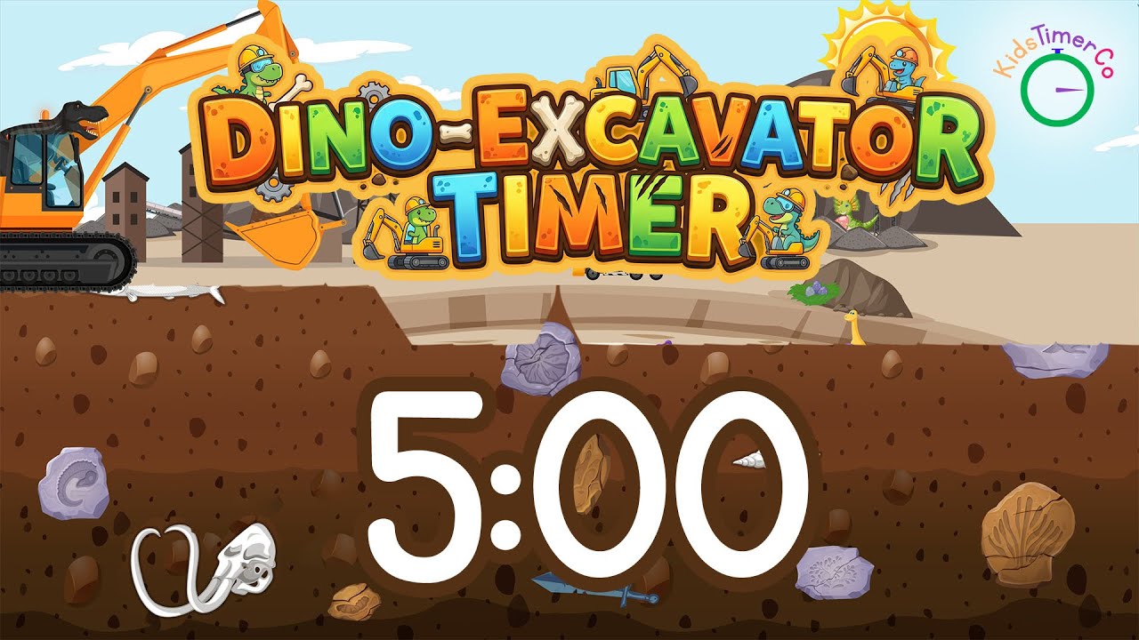 5 Minute Dinosaur Excavator Adventure! Visual Timer for Kids