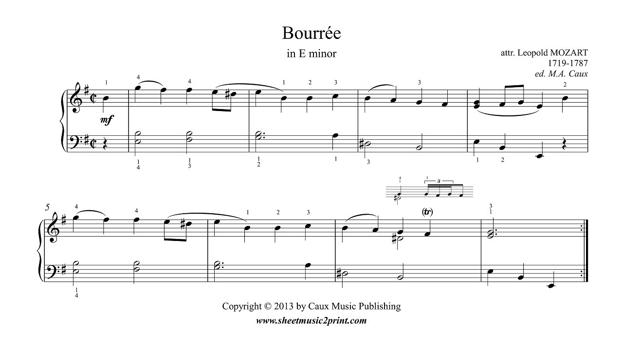 Leopold Mozart : Bourrée in E minor - Notebook for Wolfgang