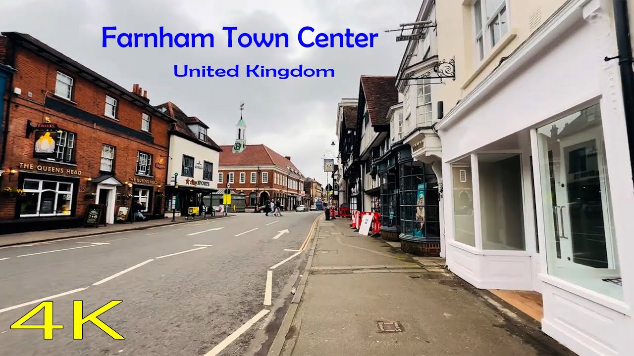 Walking around Farnham town center, England (4K/60fps) || My England Diary 2025